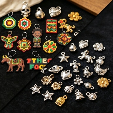Rubber charm and Metal charm