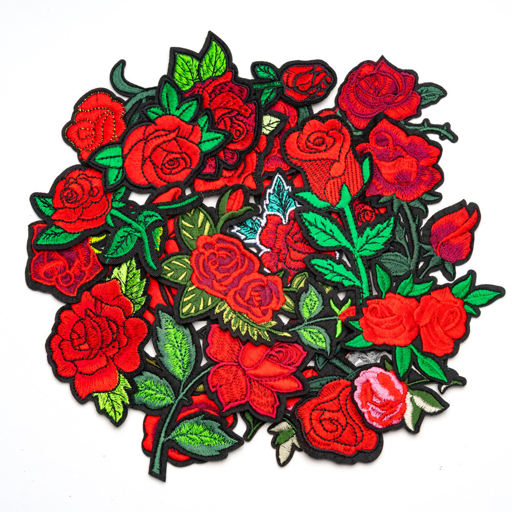 red flower patches set