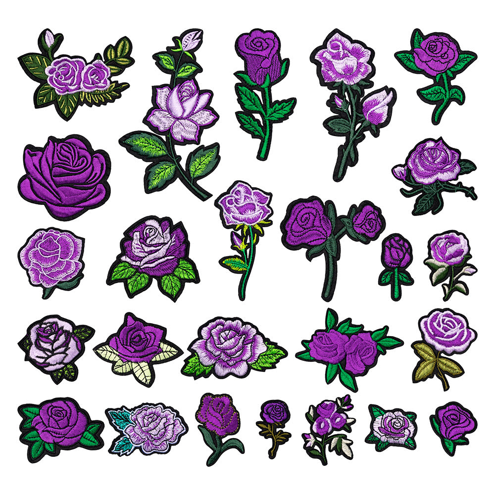 purple flower patches set