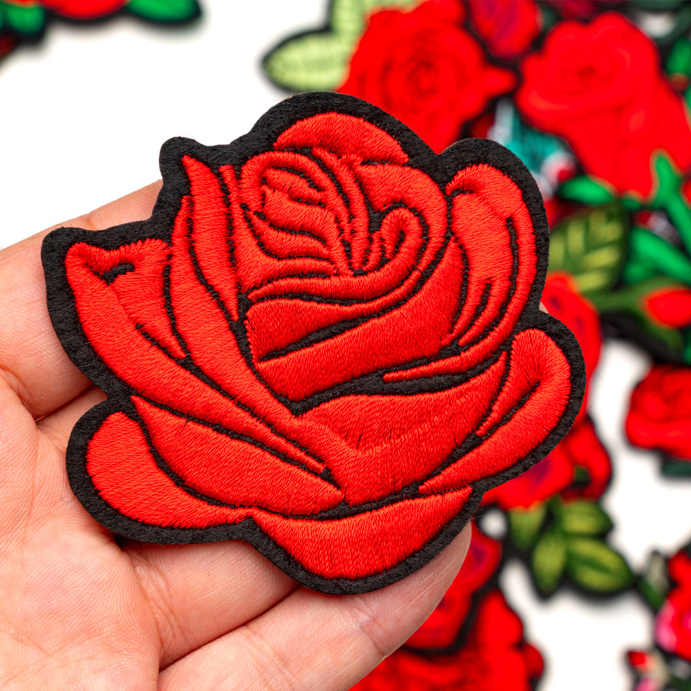 red flower patches set