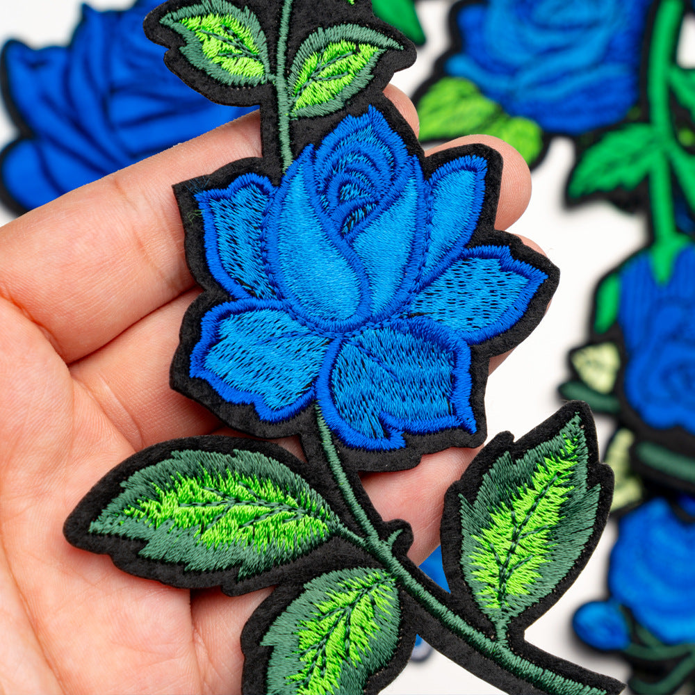 blue flower patches set