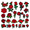 red flower patches set