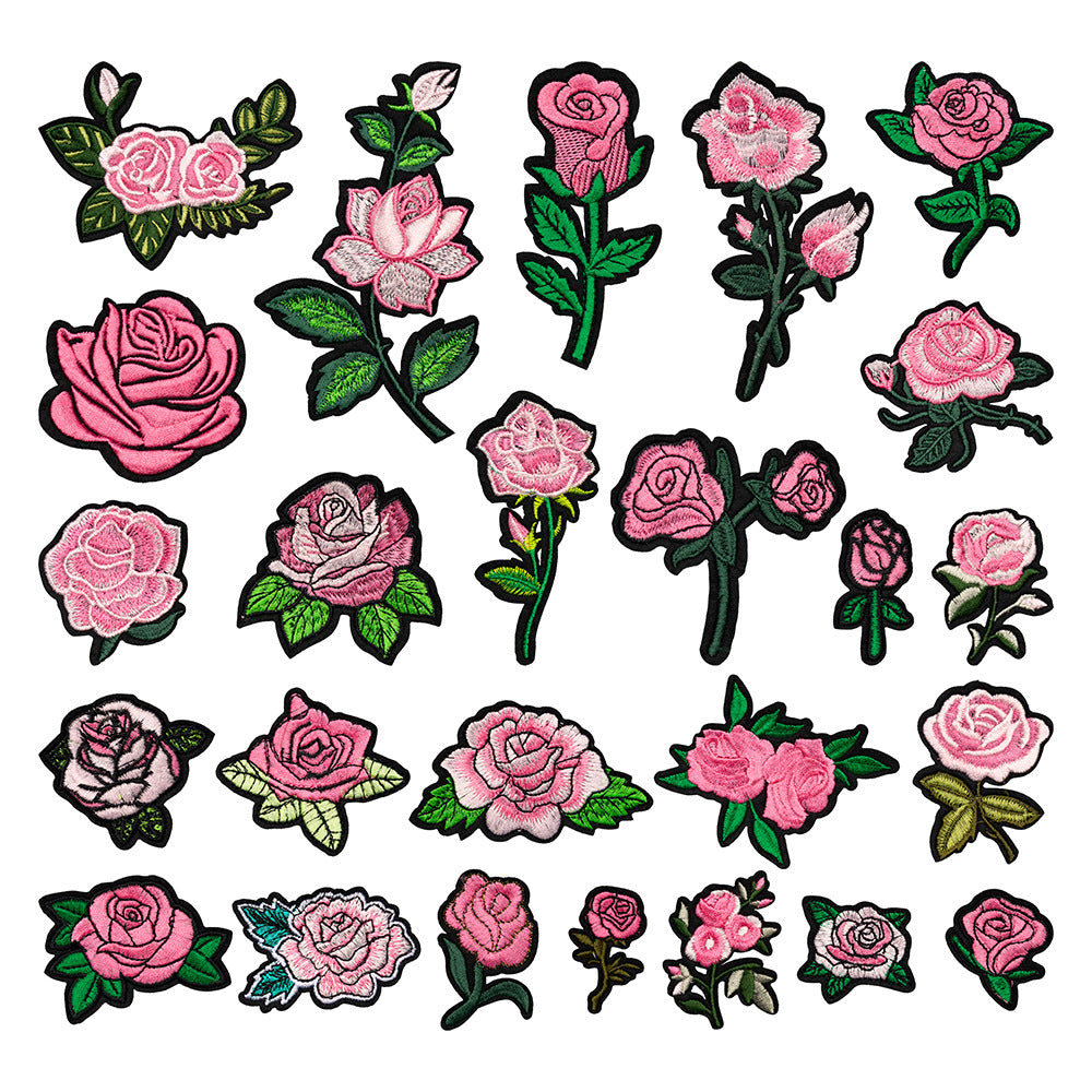 pink flower patches set