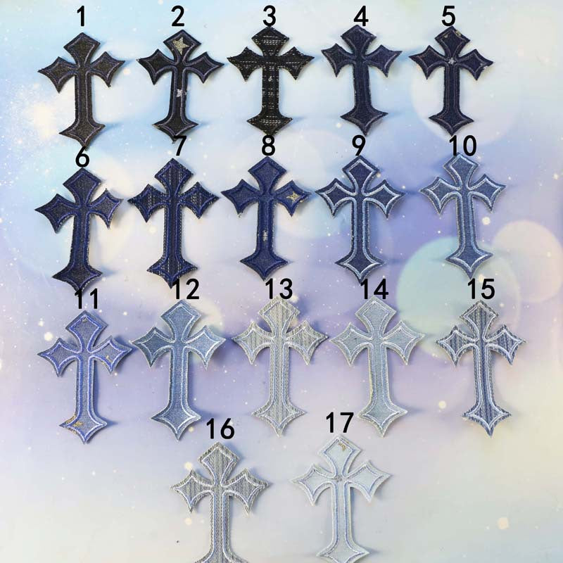 denim cross patches set