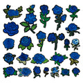 blue flower patches set