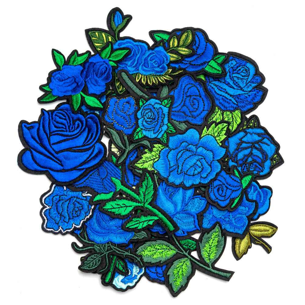 blue flower patches set